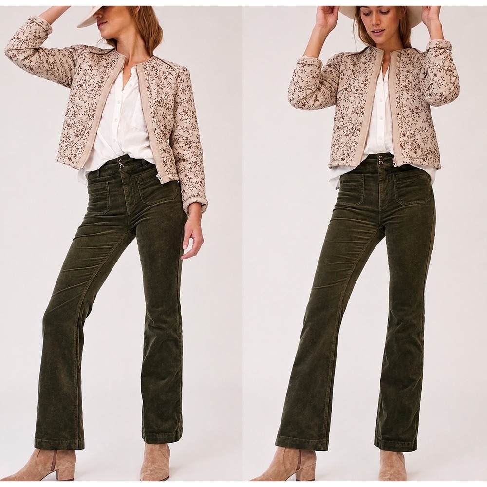 Anthropologie Pilcro High Rise Bootcut Corduroy Pants Green 25